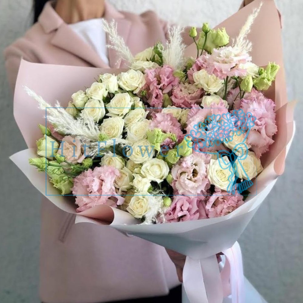 Букет цветов Море лизиантусов Букет цветов из: Лизиантусы и Розы